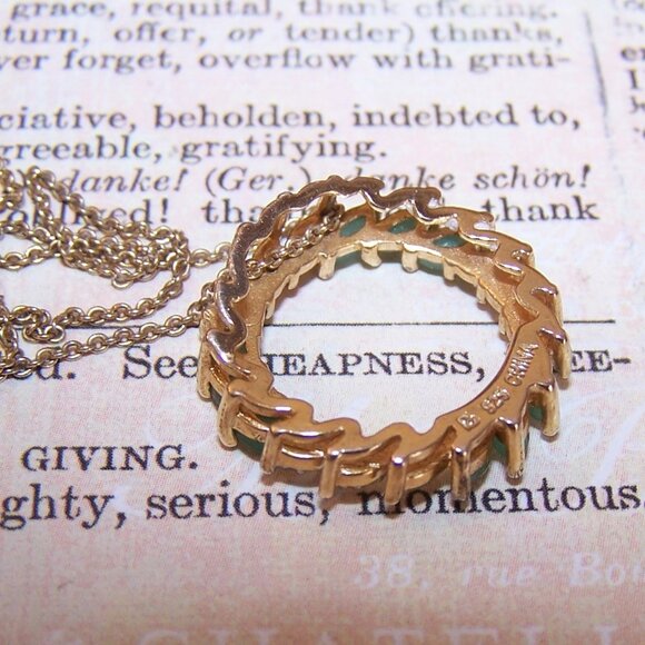 ROSS SIMONS Sterling Silver Vermeil Emerald Diamond Eternity Pendant w/16" Chain - Picture 9 of 9